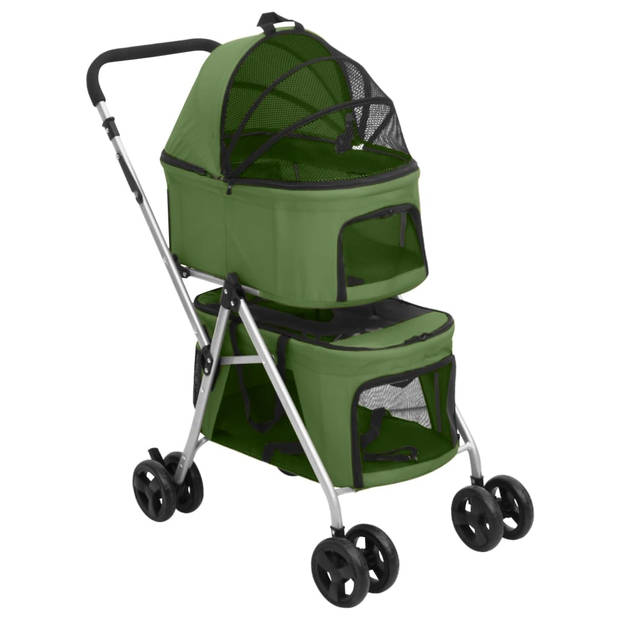 The Living Store Hondenbuggy Groen - Comfortabel en Draagbaar - 83 x 48 x 97 cm - Max 10 kg - Inklapbaar - Met zonnedak