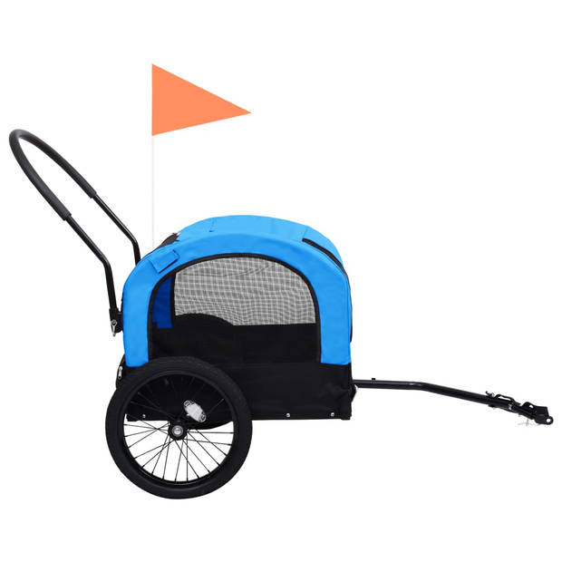 The Living Store Dierenfietstrailer - blauw/zwart - 63.5 x 143 x 103 cm - 2-in-1 loopkar/fietskar