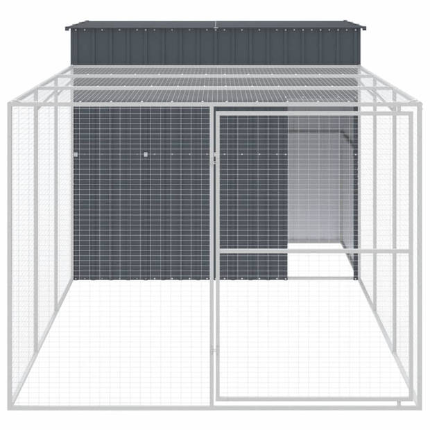 The Living Store Hondenhok met Verlengde Ren - 214x457x181 cm (Antraciet)