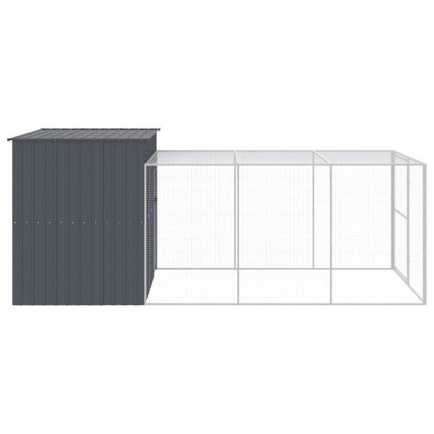 The Living Store Hondenhok met Verlengde Ren - 214x457x181 cm (Antraciet)