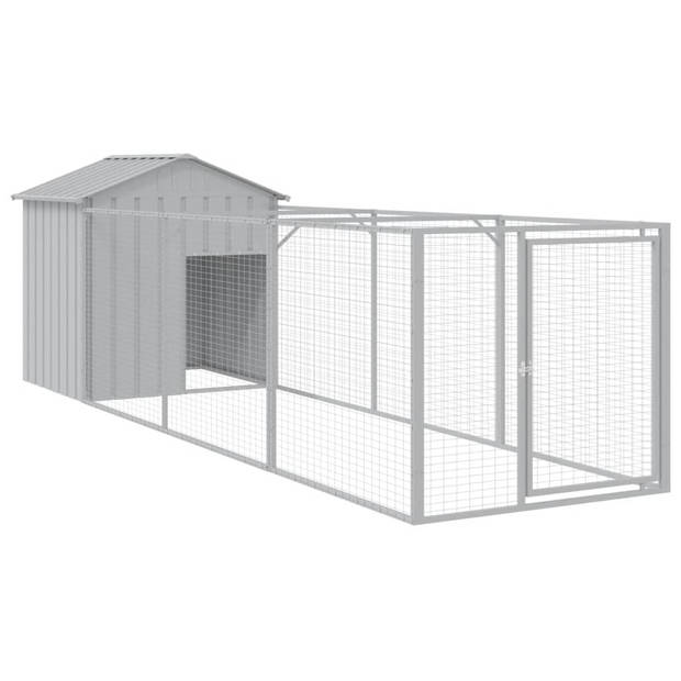 The Living Store Hondenhok met verlengde ren - 117 x 405 x 123 cm - Lichtgrijs - Gegalvaniseerd staal