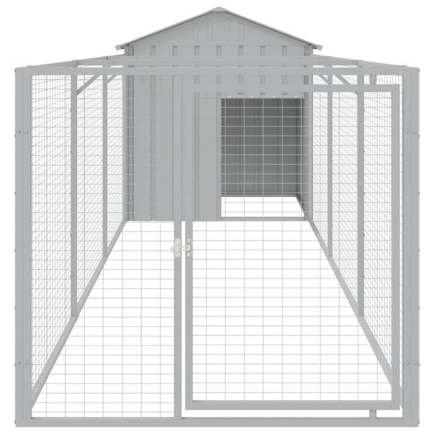 The Living Store Hondenhok met verlengde ren - 117 x 405 x 123 cm - Lichtgrijs - Gegalvaniseerd staal