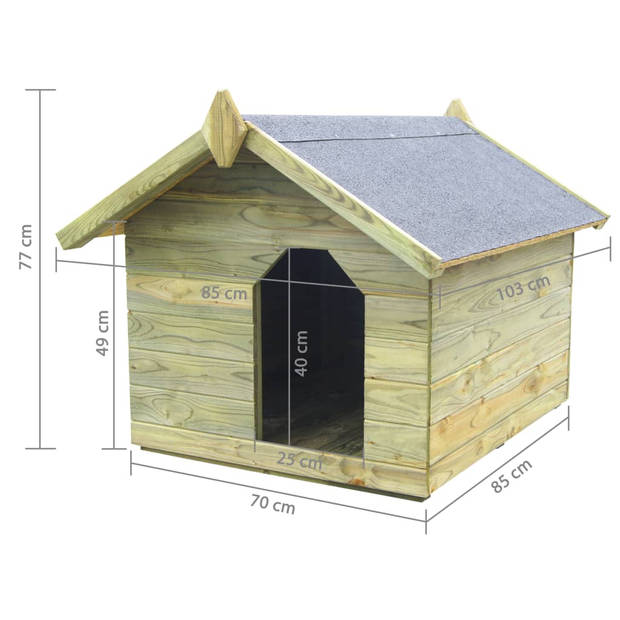 The Living Store Hondenhok Rustiek Ontwerp - Hout - 85x103x77 cm - Groen