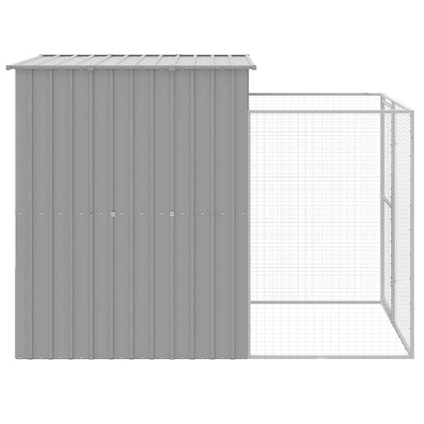 The Living Store Hondenhok met dak - 165 x 251 x 181 cm - Lichtgrijs - Gegalvaniseerd staal