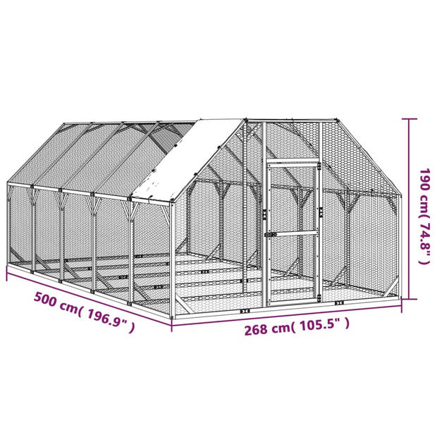 vidaXL Kippenhok 268x500x190 cm geïmpregneerd massief grenenhout