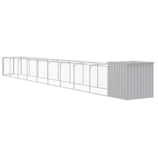 The Living Store Hondenhok met dak - lichtgrijs - gegalvaniseerd staal - 117x1017x110cm - Veelzijdig gebruik - Duurzame