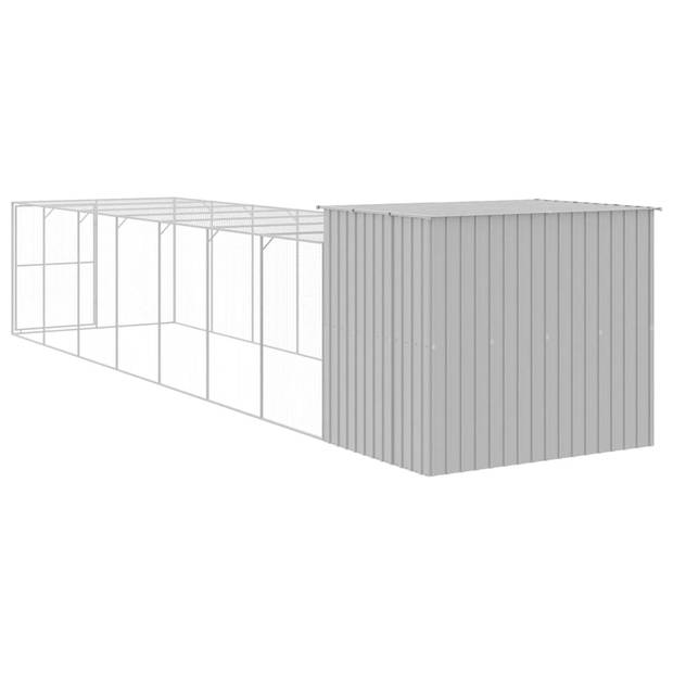 The Living Store Hondenhok Verlengde Ren - 214 x 865 x 181 cm - Duurzame constructie - Lichtgrijs - Gegalvaniseerd