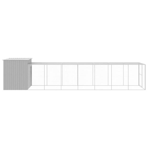 The Living Store Hondenhok Verlengde Ren - 214 x 865 x 181 cm - Duurzame constructie - Lichtgrijs - Gegalvaniseerd