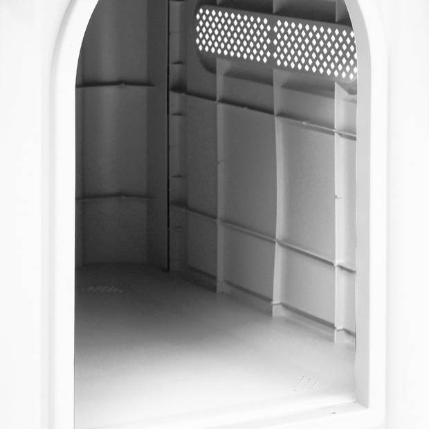 The Living Store Hondenhok - Duurzaam PP - Goede ventilatie - Praktisch dak - Verhoogde vloer - Grijs/Wit - 59x75x66 cm