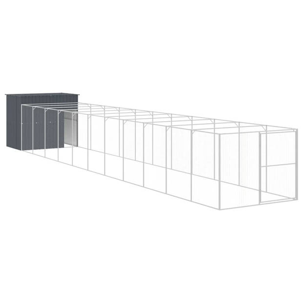 The Living Store Hondenhok Verlengde Ren - 214 x 1273 x 181 cm - Antraciet - Gegalvaniseerd Staal