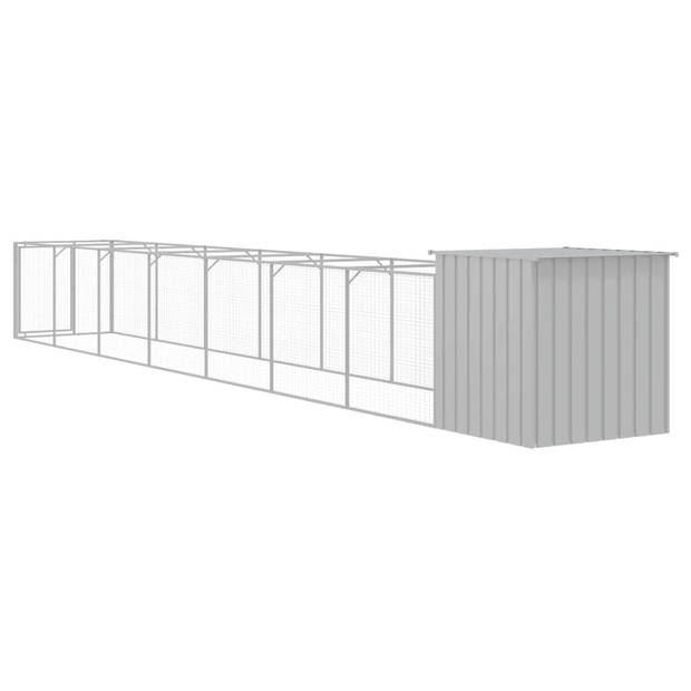 The Living Store Hondenhok Verlengde Ren - 110 x 813 x 110 cm - Lichtgrijs - Gegalvaniseerd Staal