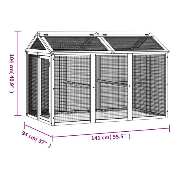 vidaXL Dierenren 141x94x104 cm massief grenenhout mokkakleurig