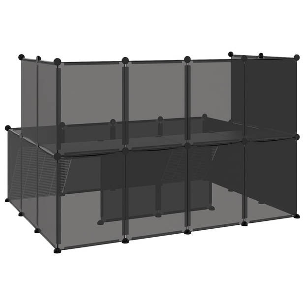 vidaXL Dierenhok klein 143x107x93 polypropeen en staal zwart