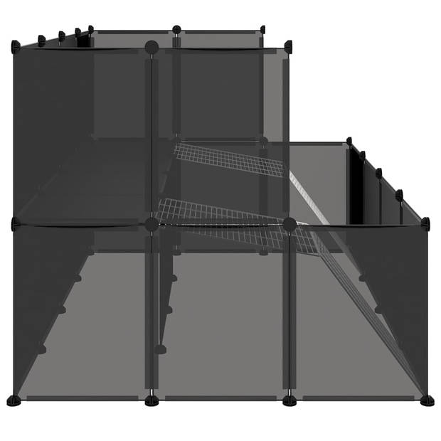 vidaXL Dierenhok klein 143x107x93 polypropeen en staal zwart