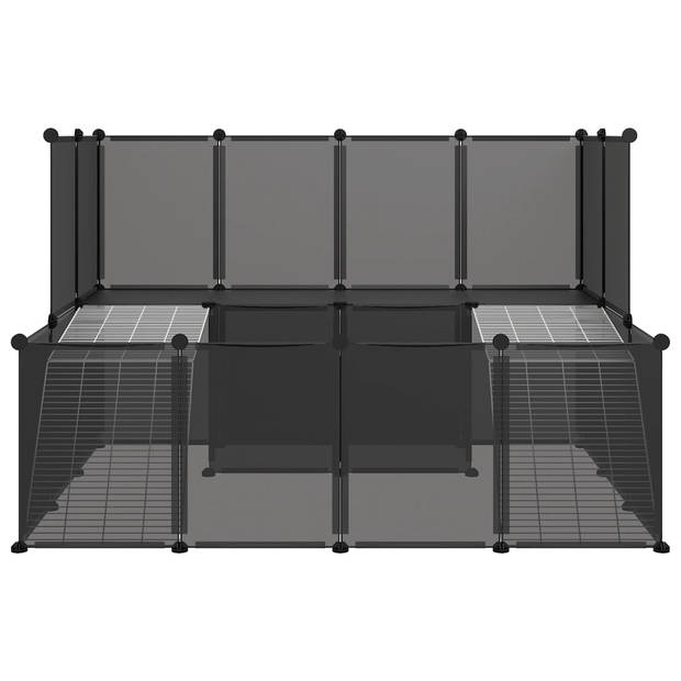 vidaXL Dierenhok klein 143x107x93 polypropeen en staal zwart