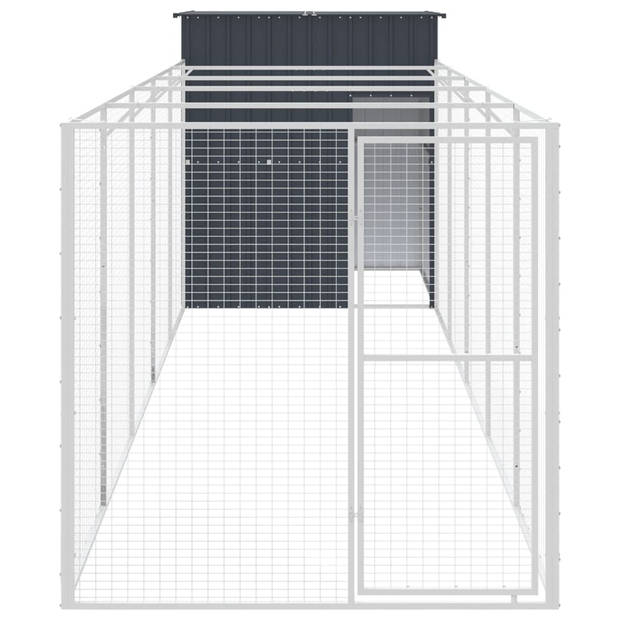 The Living Store Hondenhok XXL - Antraciet - Gegalvaniseerd staal - 165 x 659 x 181 cm