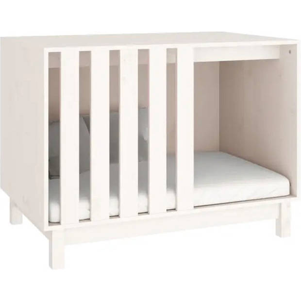 The Living Store Hondenhok Grenenhouten - Hondenbed - 90x60x67 cm - Wit