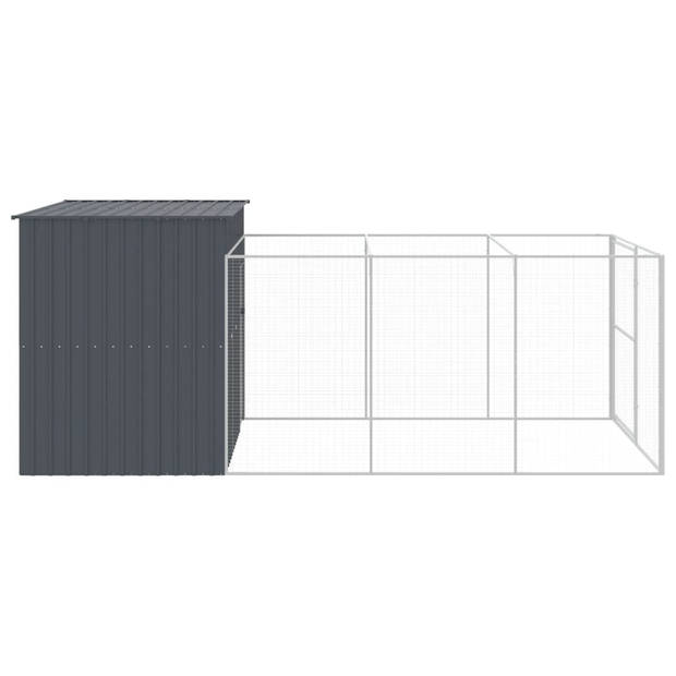 The Living Store Hondenhok - Verlengde ren - 214x457x181 cm - Antraciet - Gegalvaniseerd staal