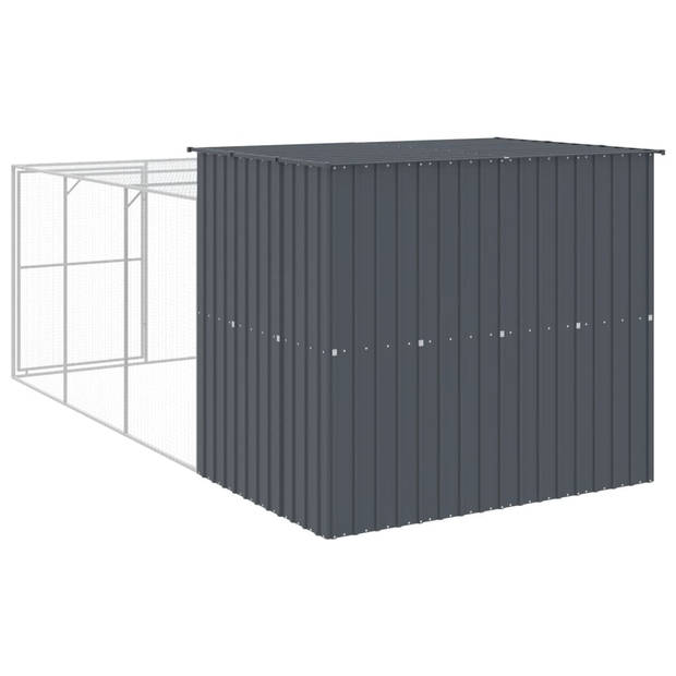 The Living Store Hondenhok - Verlengde ren - 214x457x181 cm - Antraciet - Gegalvaniseerd staal