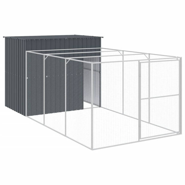 The Living Store Hondenhok - Verlengde ren - 214x457x181 cm - Antraciet - Gegalvaniseerd staal