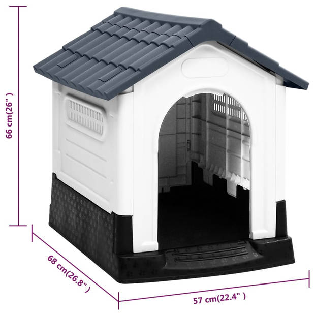 vidaXL Hondenhok 57x68x66 cm polypropeen grijs