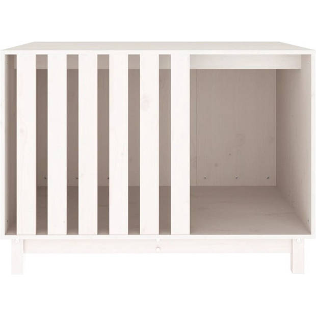 The Living Store Hondenhok Hondenmand - Wit - 100x70x72 cm - Massief grenenhout