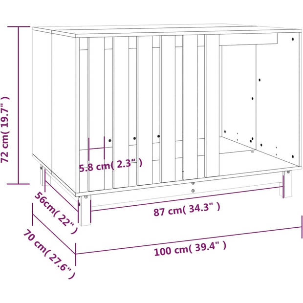 The Living Store Hondenhok Hondenmand - Wit - 100x70x72 cm - Massief grenenhout