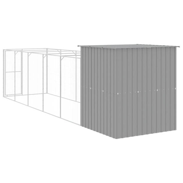 The Living Store Hondenhok met verlengde ren - 165 x 659 x 181 cm - Lichtgrijs gegalvaniseerd staal