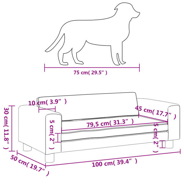 The Living Store Hondenbed XL - Kunstleren hondenbank met verlengstuk - Comfortabel en duurzaam - 100 x 50 x 30 cm -