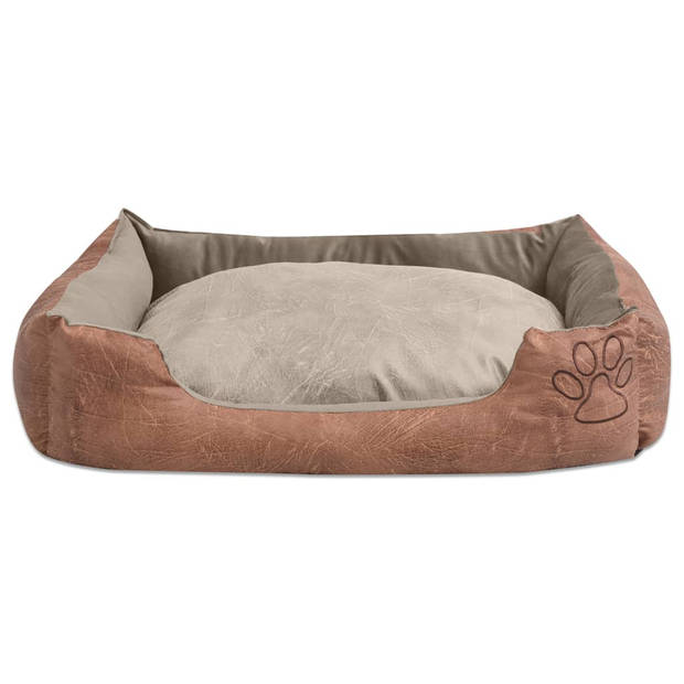 vidaXL Hondenbed kussen PU-kunstleer maat L beige