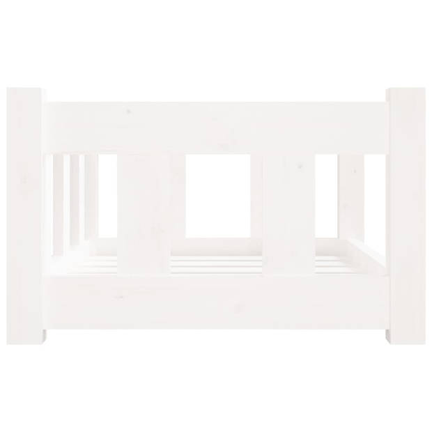 The Living Store Hondenmand - Houten - Wit - 55.5 x 45.5 x 28 cm - Rustiek design