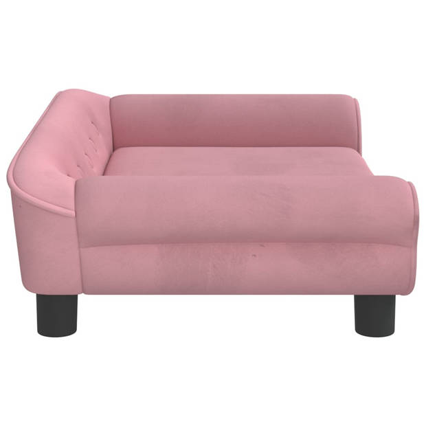 The Living Store Hondenbank Fluweel - Roze - 70x48x22 cm - 50 kg draagvermogen