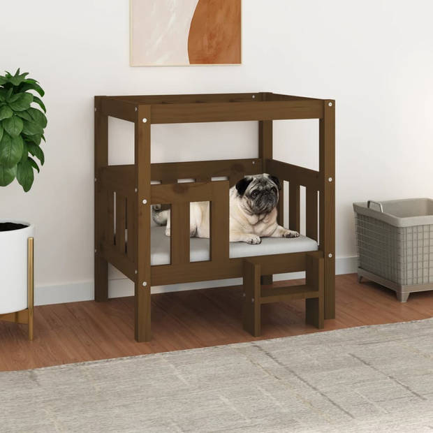 The Living Store Hondenmand Massief Grenenhout - 65.5 x 43 x 70 cm - Comfortabele plek voor je hond