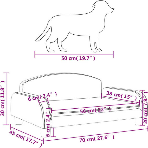 The Living Store Hondenbank Comfortabel 70x45x30cm - Crème - massief grenenhout - Geschikt voor kleine honden -