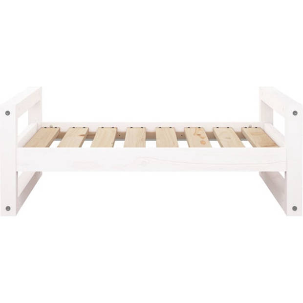 The Living Store Hondenmand Grenenhout - Wit - 75.5 x 55.5 x 28 cm - Comfortabel en stabiliteit gegarandeerd