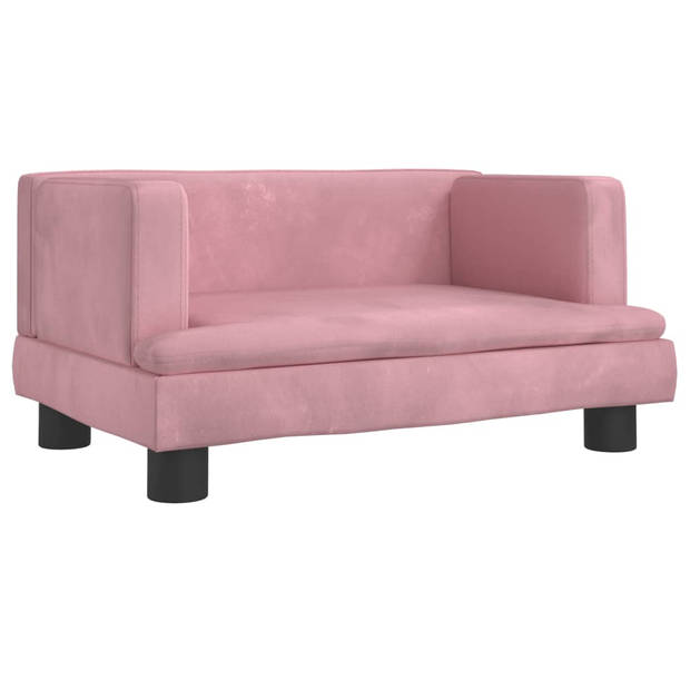 The Living Store Hondenbed - Roze - 60x40x30 cm - Fluweel bedekt met massief grenenhout en schuim