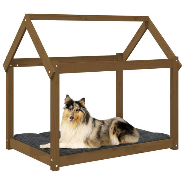 The Living Store Hondenmand Massief Grenenhout - Comfortabel - Stabiel - Praktisch - Eenvoudig - Honingbruin -