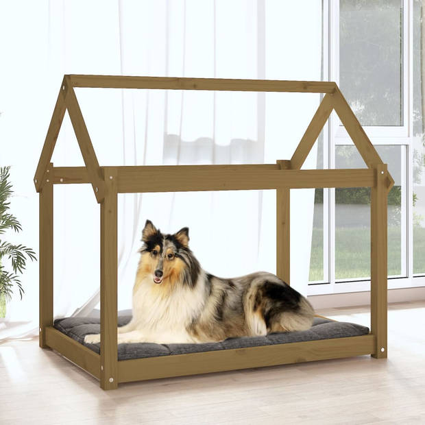 The Living Store Hondenmand Massief Grenenhout - Comfortabel - Stabiel - Praktisch - Eenvoudig - Honingbruin -