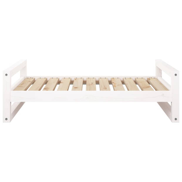 The Living Store Hondenmand Grenenhout - Wit - 95.5 x 65.5 x 28 cm
