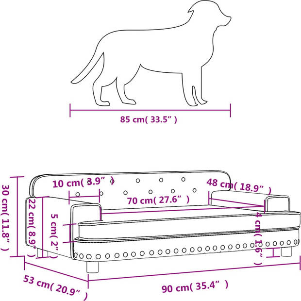 The Living Store Hondenbed - Kunstleren hondenbank - 90 x 53 x 30 cm - Zwart