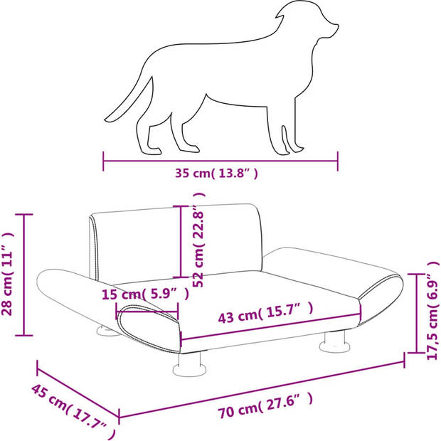 The Living Store Hondenbank - Comfort - Hondenbed 70x45x28 cm - Crème - 100% Polyester