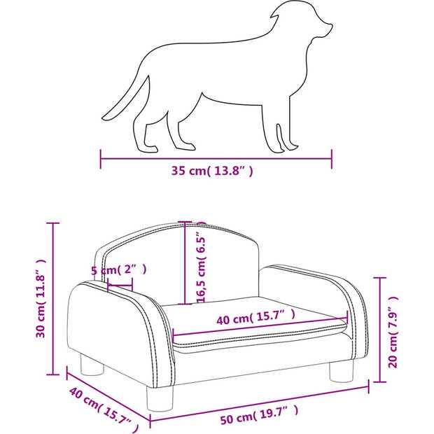 The Living Store Hondenbed - Comfortabel en zacht - Hondenbank - 50 x 40 x 30 cm - Massief grenenhout