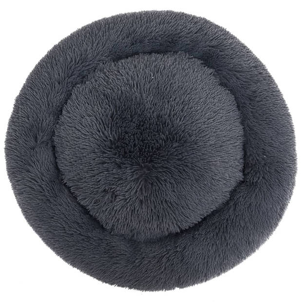 The Living Store Donut Dierenbed - 90 x 90 x 16 cm - Donkergrijs