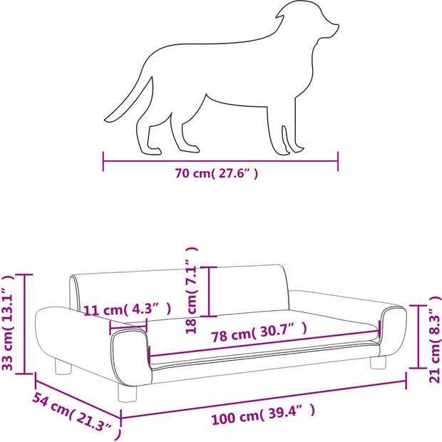 The Living Store Hondenbank Fluweel - 100 x 54 x 33 cm - Roze - Duurzaam en Comfortabel