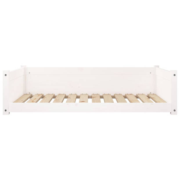The Living Store Hondenmand Grenenhout - Wit - 105.5 x 75.5 x 28 cm