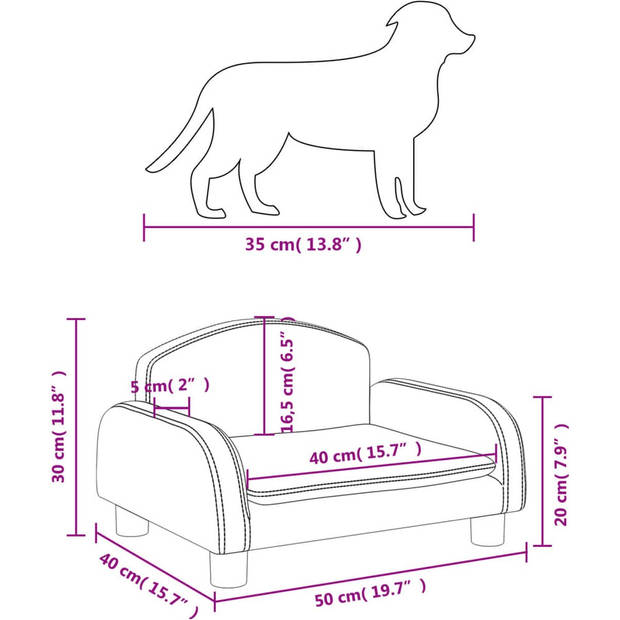 The Living Store Hondenbank - Comfortabel en stijlvol hondenbed - 50x40x30 cm - Crème - Geschikt voor kleine honden -