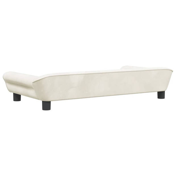 The Living Store Hondenbed - Massief grenenhout - Comfortabel fluweel - 100x50x21cm - Crème