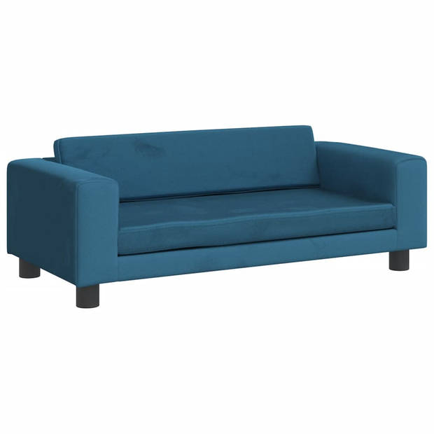 The Living Store Hondenbed Luxe - Fluweel - Massief Grenenhout - 100x50x30cm - Blauw