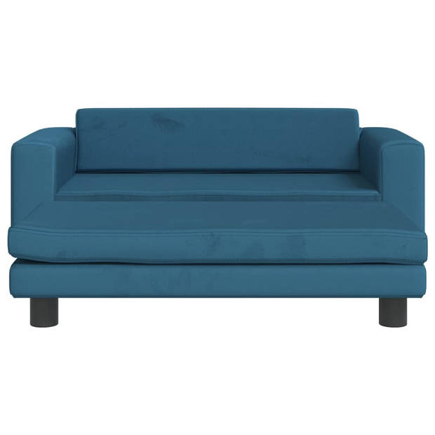 The Living Store Hondenbed Luxe - Fluweel - Massief Grenenhout - 100x50x30cm - Blauw