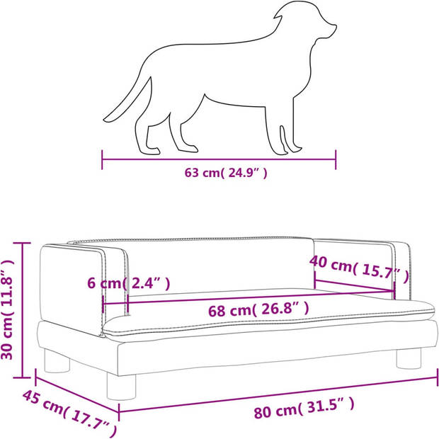 "The Living Store Hondenbank - Comfortabel Fluweel - Stevig Grenenhout - 80x45x30 cm - Crème"